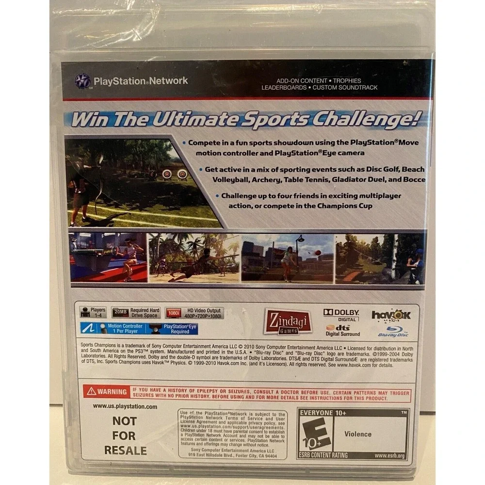 Sony‎ Sports Champions PS3 Game PlayStation Move Required Sealed NFR Edition